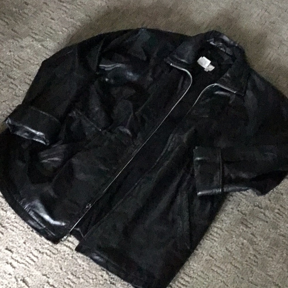Blushe by Spiegel black leather coat size Lg